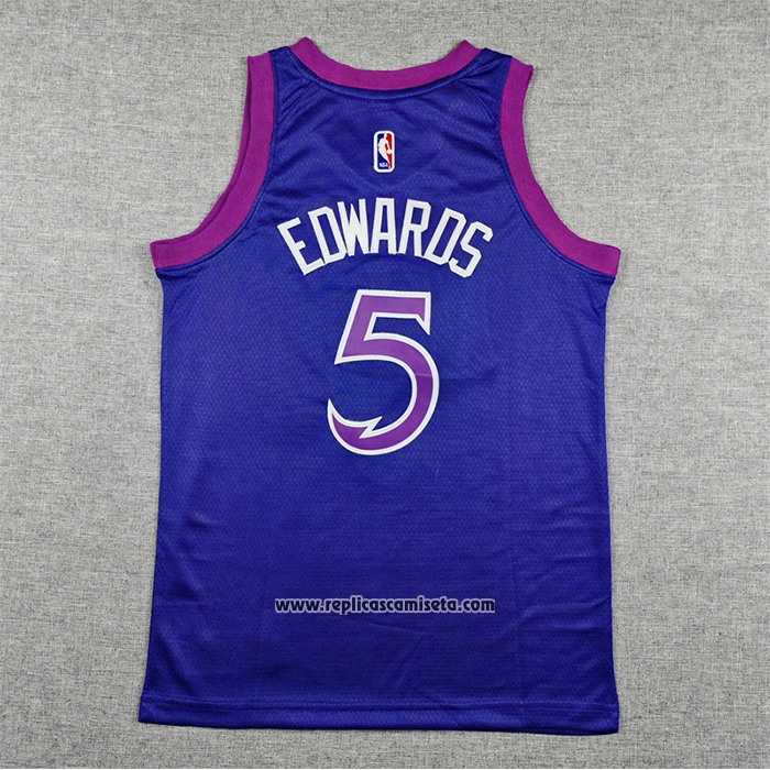 Camiseta Nino Minnesota Timberwolves Anthony Edwards NO 5 Ciudad 2025-26 Negro